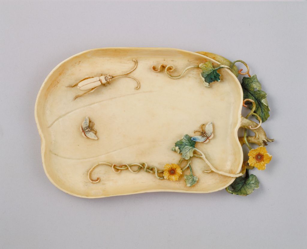 图片[2]-Ivory carved melon butterfly plate-China Archive